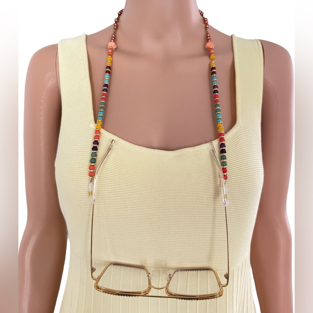 COLORFUL BEADED EYEGLASS CHAIN EYEGLASS HOLDER LANYARD - Picture 2 of 3